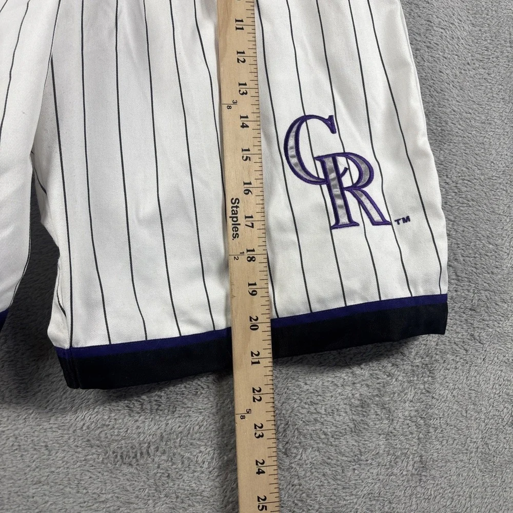 Rare Vintage Starter Colorado Rockies Shorts CR MLB White Pinstripes Size‎ L